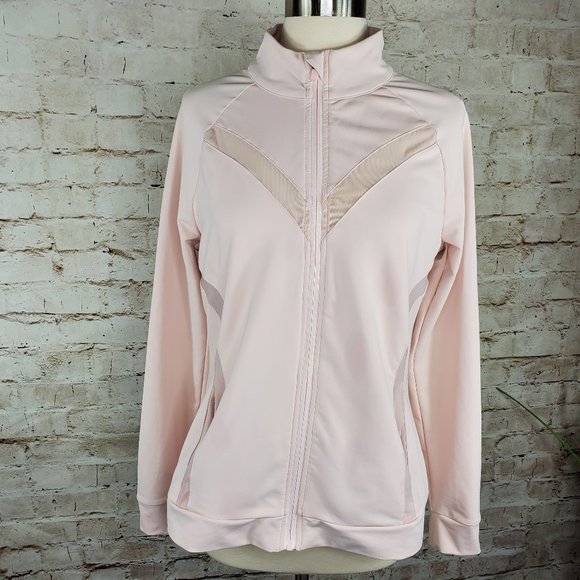 Fabletics Jackets & Blazers - Fabletics Pink Mock Neck Full Zip Jacket M  EUC